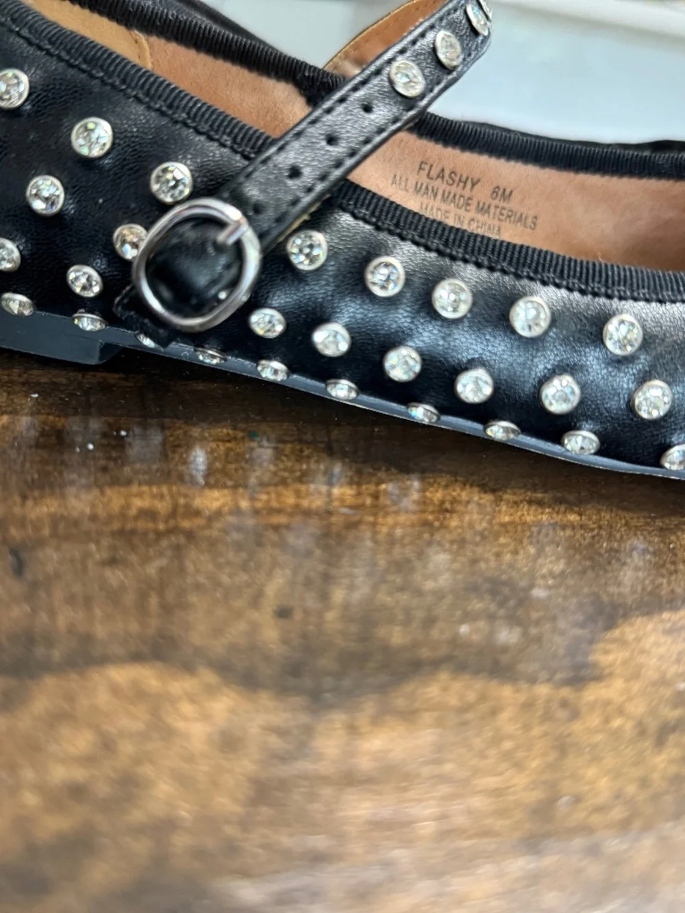 House of Harlow 1960 Black Rhinestone Mary Jane Ballet Flats Size 6